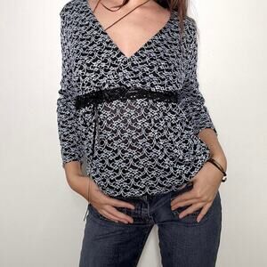Y2k Fashion Bug blue and black lace top